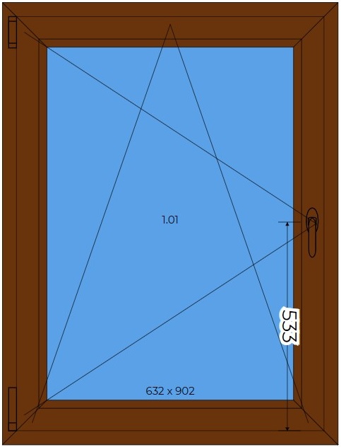 Okno 860 x 1130 Jednoskrzydłowe Orzech