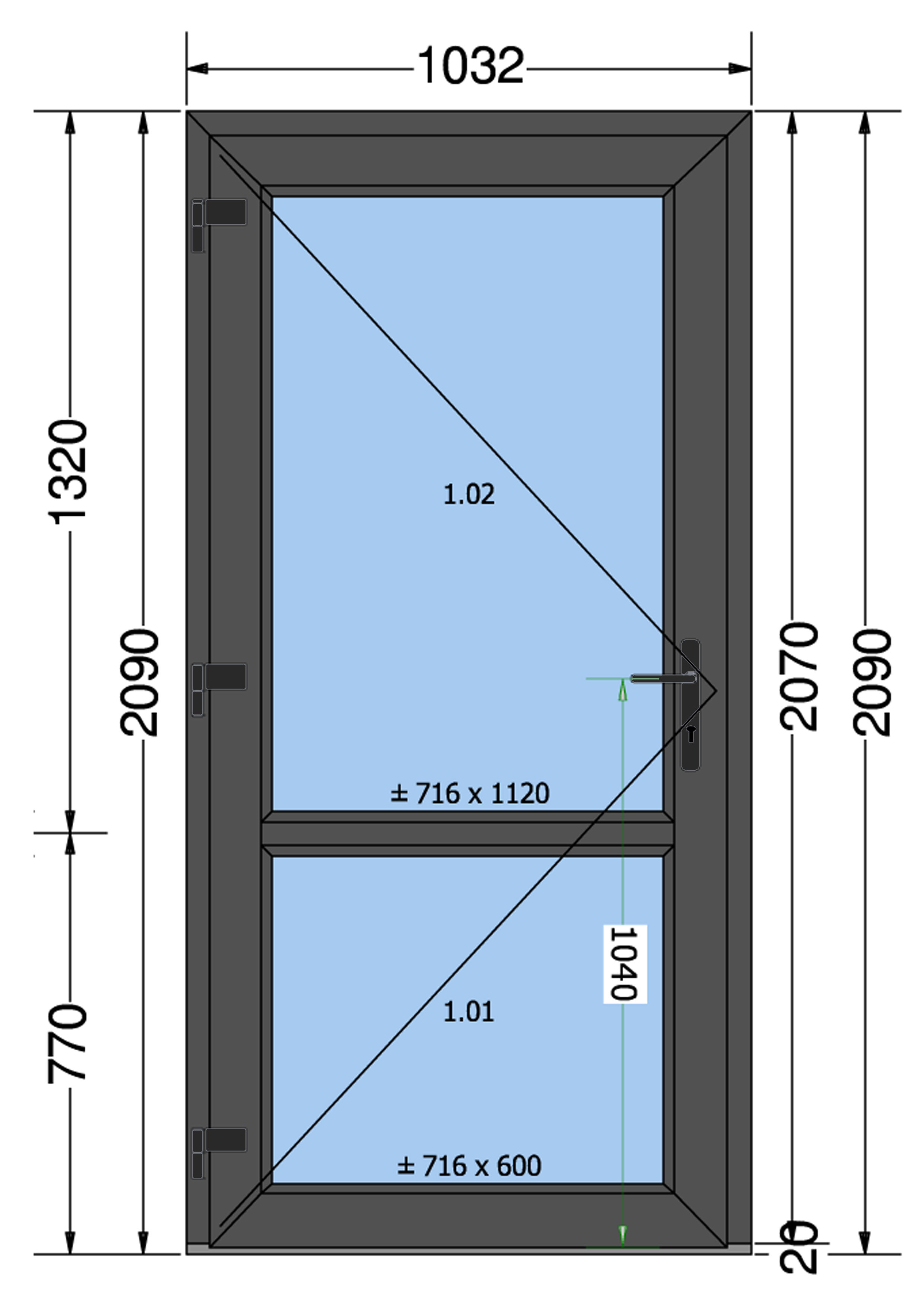 Drzwi PCV 1032 x 2090 Antracyt