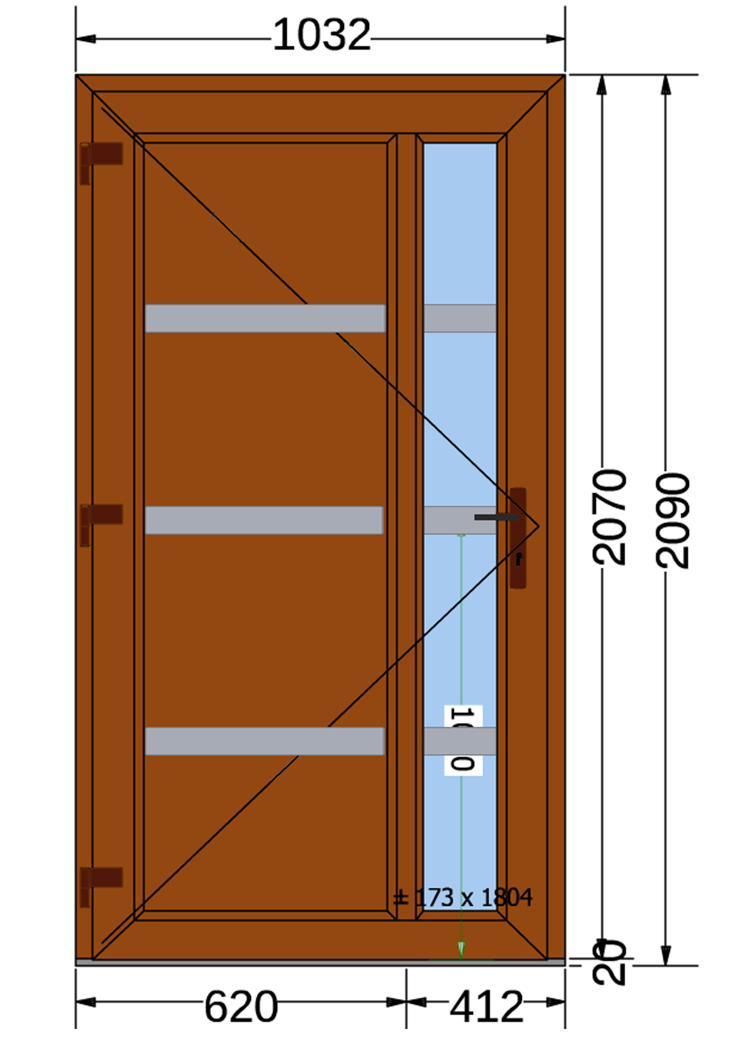 Drzwi PCV 1032 x 2090 Złoty dąb