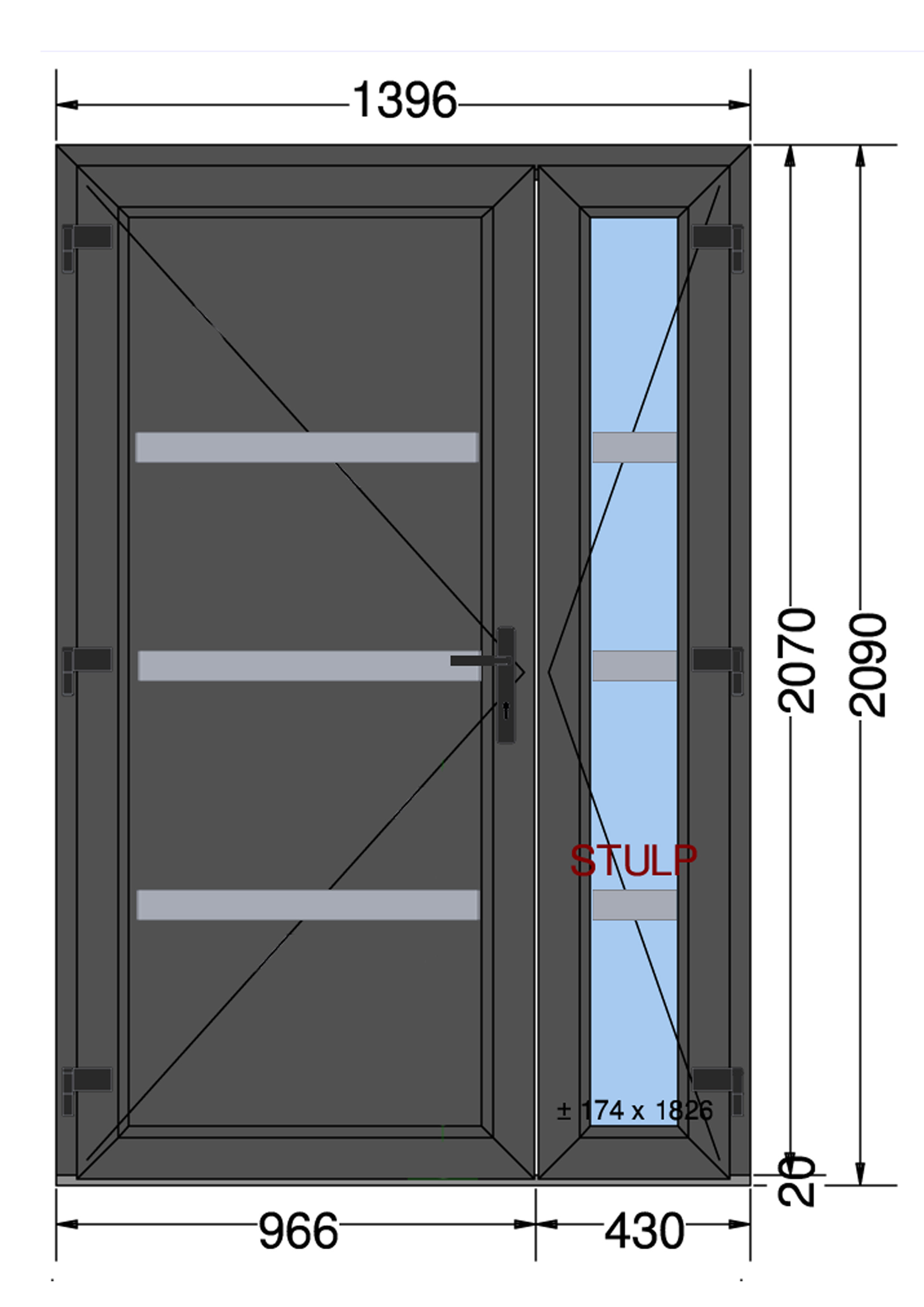 Drzwi PCV 1396 x 2090 Antracyt